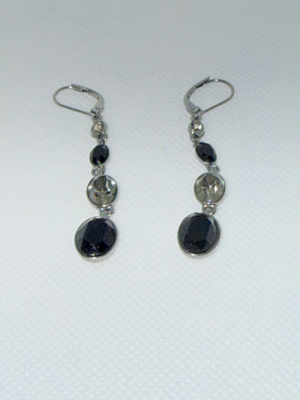 Givenchy Elegant Black Onyx and Silver Drop Earrings